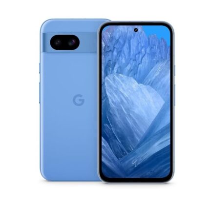 Google Pixel 8a Blue representative front and rear views