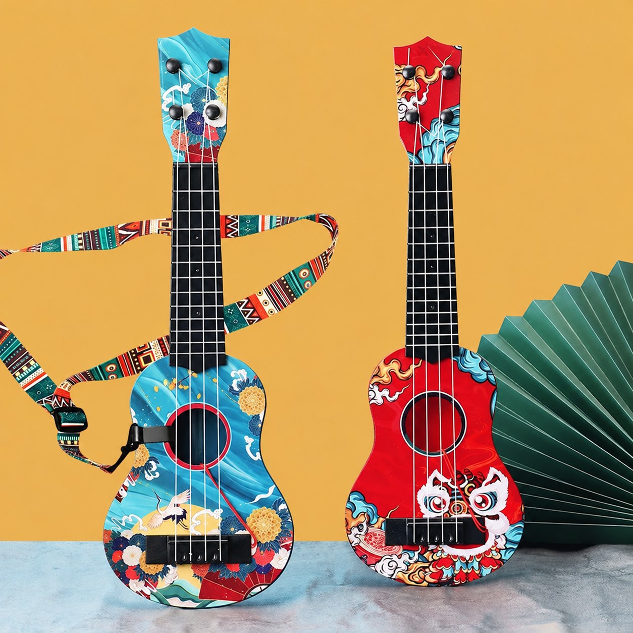 kso-ukulele-1 Printed Children’s Toy Ukulele — Red or Blue, 41 cm - Image 1