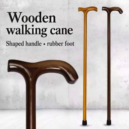 Wooden walking cane — natural and coffee finishes