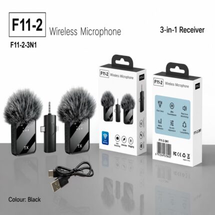 F11-2 wireless microphone set with a 3-in-1 receiver