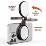 Phone mounted mirror rotation and extension diagram