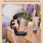 Compact 56mm mirror with fill light for makeup touch ups
