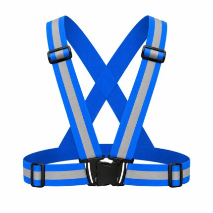 One blue reflective running harness
