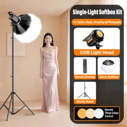 Single light softbox photography kit with stand and remote
